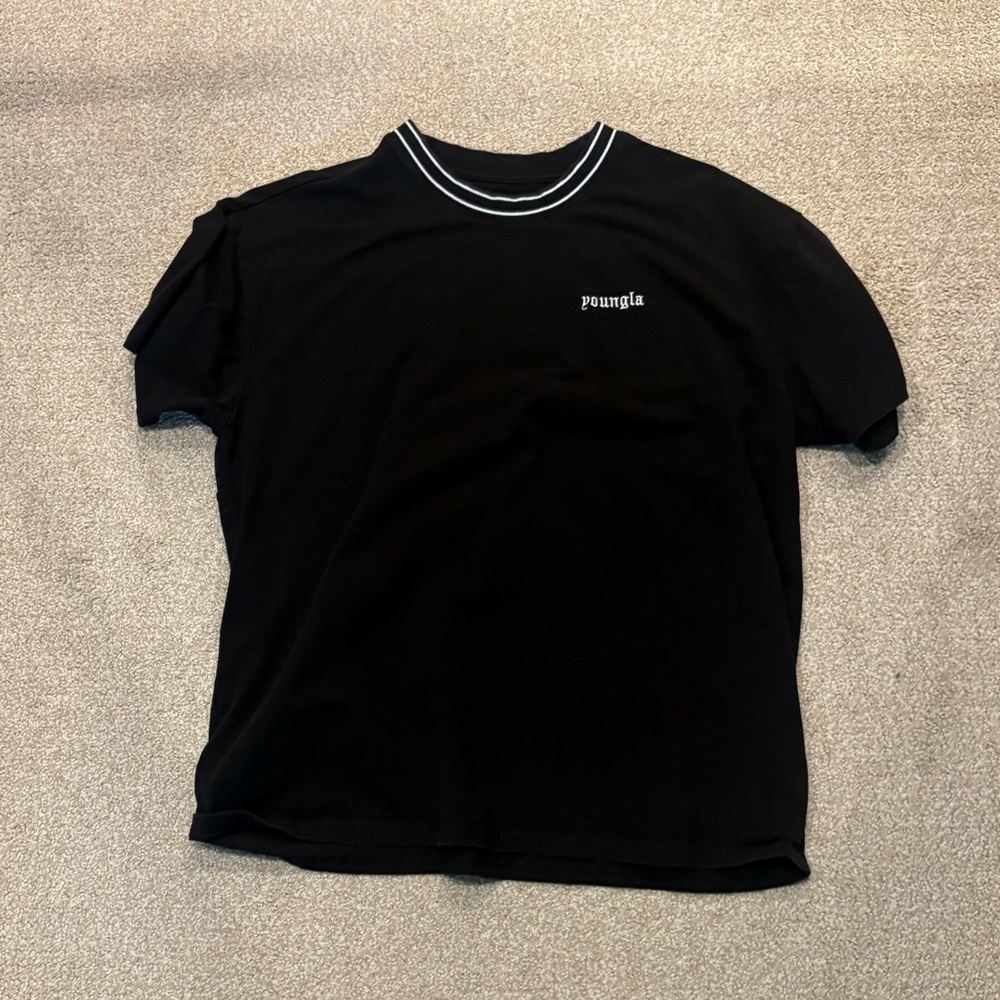 YoungLA Black Tee with White Accents